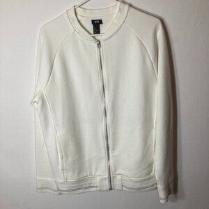 H&M Full zip men's sweatshirt size MED white w/ black pinstripes